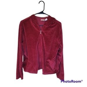 Erika red velour jacket. Size Large